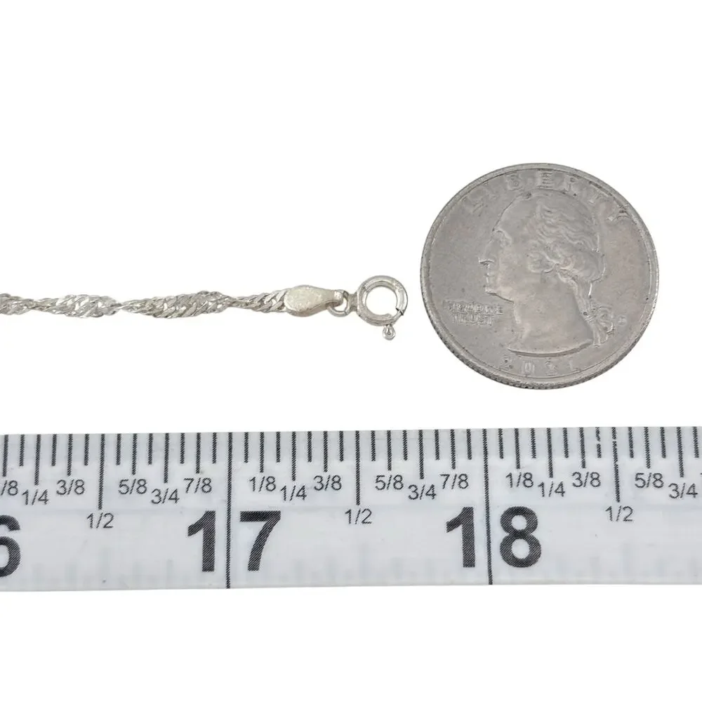 Vintage Italy Sterling Silver 925 Singapore Chain Necklace 17.5